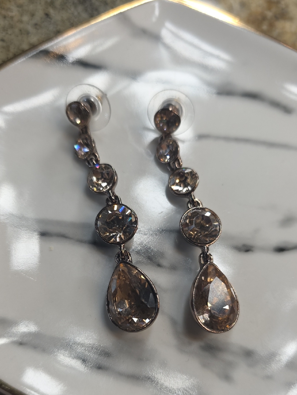 Givenchy Champagne Crystal Drop Dangle Earrings - Women Jewelry